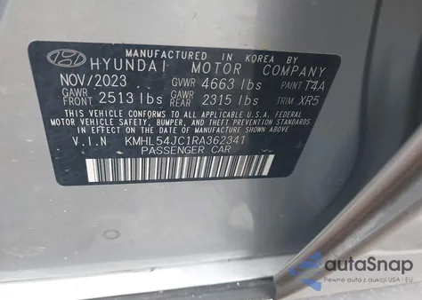 2024 Hyundai Sonata N Line z USA, uszkodzony, nr VIN KMHL54JC1RA362341